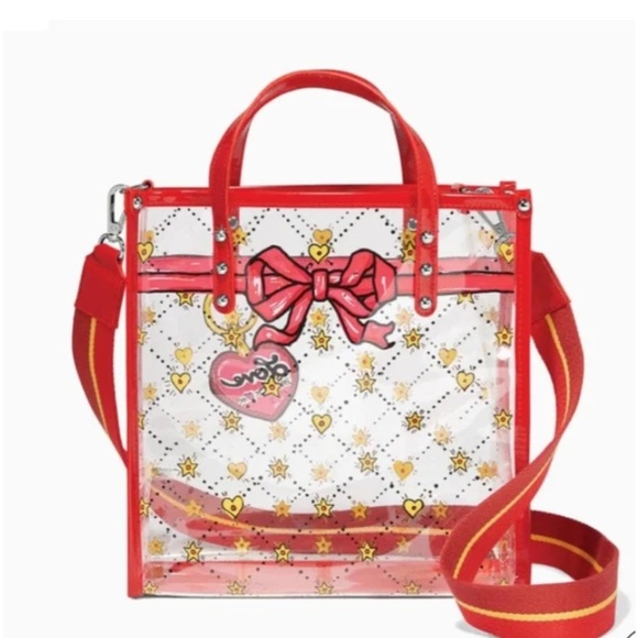 Brighton Handbags - Brighton clear vintage tote combo bag red clear gold comes with makeup bag